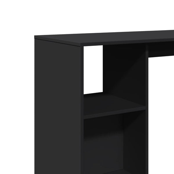 Schwarzer Bartisch mit Regal 124 cm