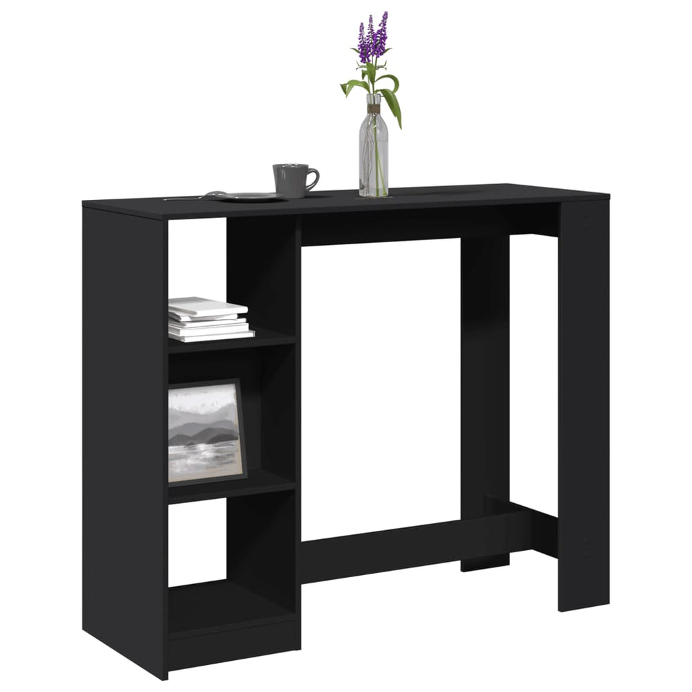 Schwarzer Bartisch mit Regal 124 cm