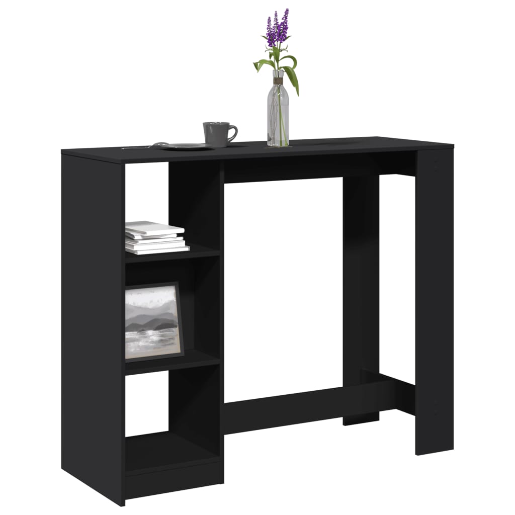 Schwarzer Bartisch mit Regal 124 cm