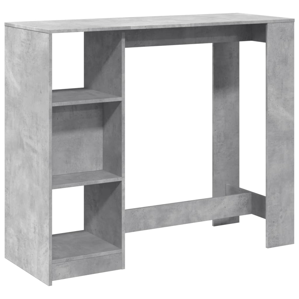 Bartisch mit Regal Betongrau 124 cm