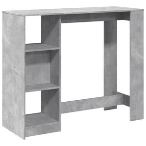 Bartisch mit Regal Betongrau 124 cm