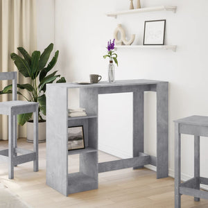 Bartisch mit Regal Betongrau 124 cm