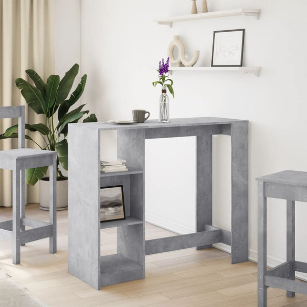 Bartisch mit Regal Betongrau 124 cm