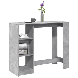 Bartisch mit Regal Betongrau 124 cm