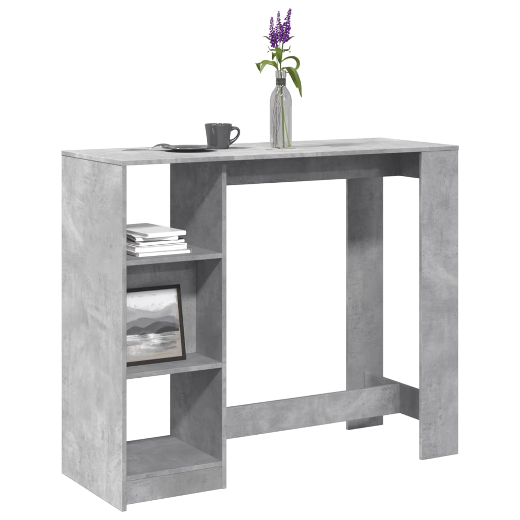 Bartisch mit Regal Betongrau 124 cm