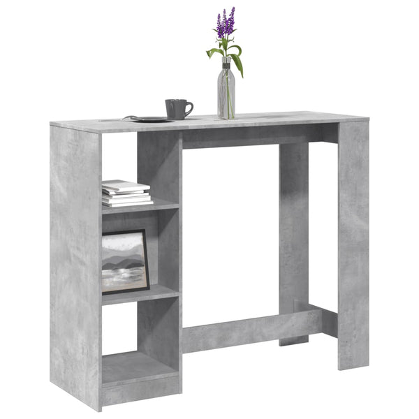 Bartisch mit Regal Betongrau 124 cm