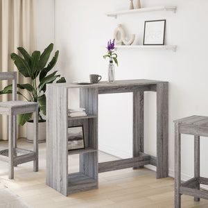 Bartisch mit Regal Grau Sonoma 124 cm