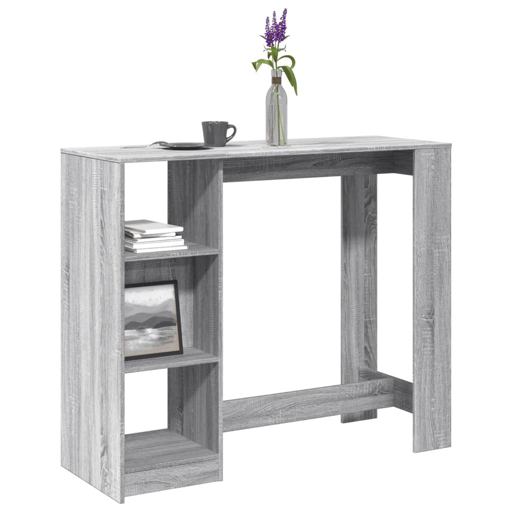 Bartisch mit Regal Grau Sonoma 124 cm