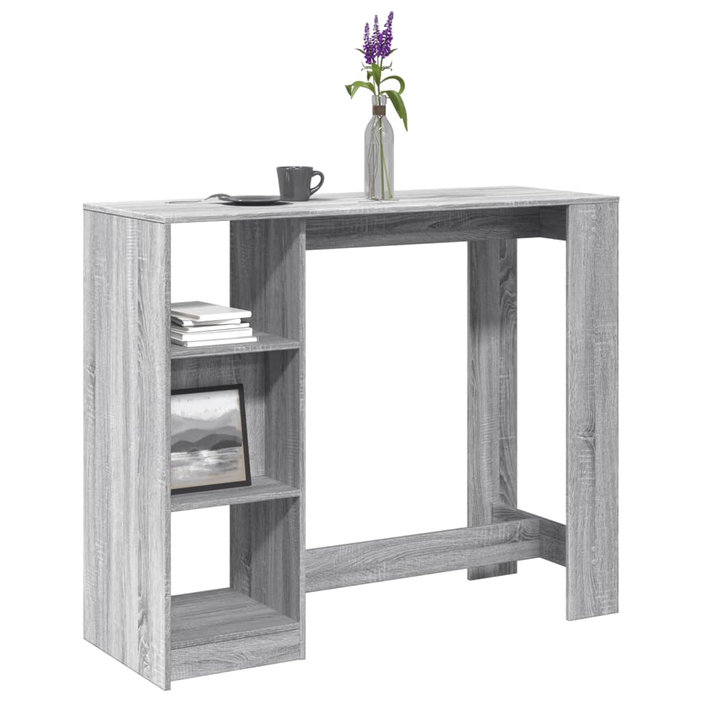 Bartisch mit Regal Grau Sonoma 124 cm