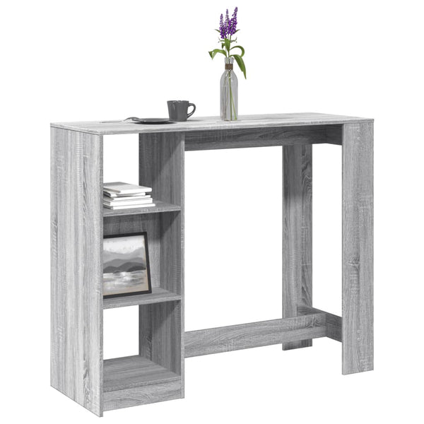 Bartisch mit Regal Grau Sonoma 124 cm