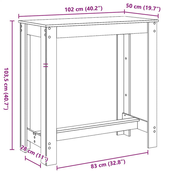 Bartisch Sonoma Eiche 102x50 cm