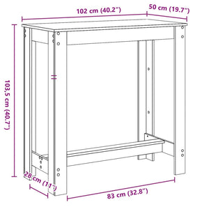 Bartisch Grau Sonoma 102 cm
