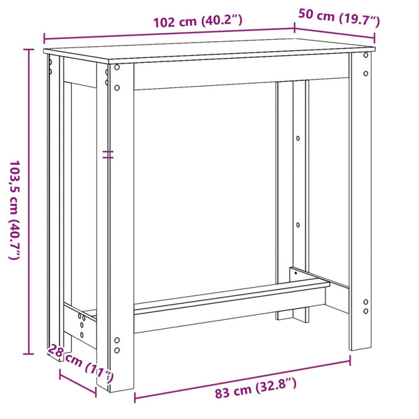 Bartisch Grau Sonoma 102 cm