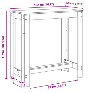 Bartisch Braun Eichenoptik 102x50 cm