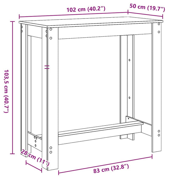 Bartisch Braun Eichenoptik 102x50 cm