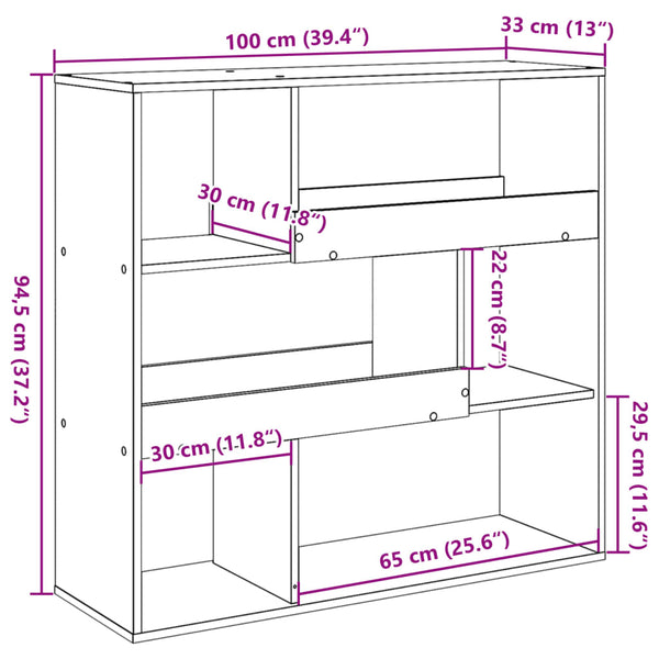 Betongraues Bücherregal / Raumteiler, 100 cm