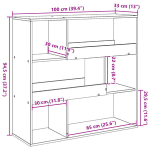 Graues Bücherregal/Raumteiler Sonoma 100x33x94,5 cm
