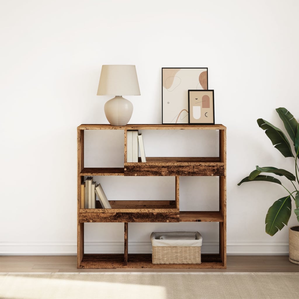 Bücherregal Raumteiler Altholz-Optik 100x94,5 cm