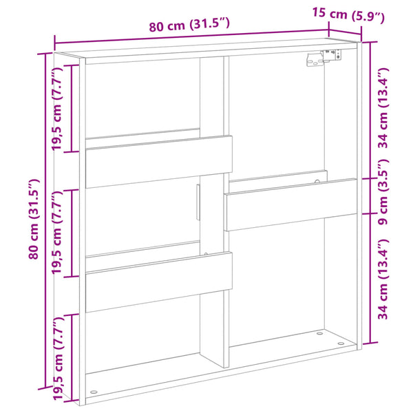 Wandschrank Altholz-Optik 80x80 cm