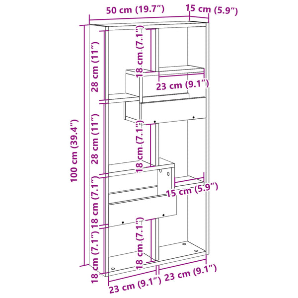 Wandschrank Betongrau 50x15x100 cm