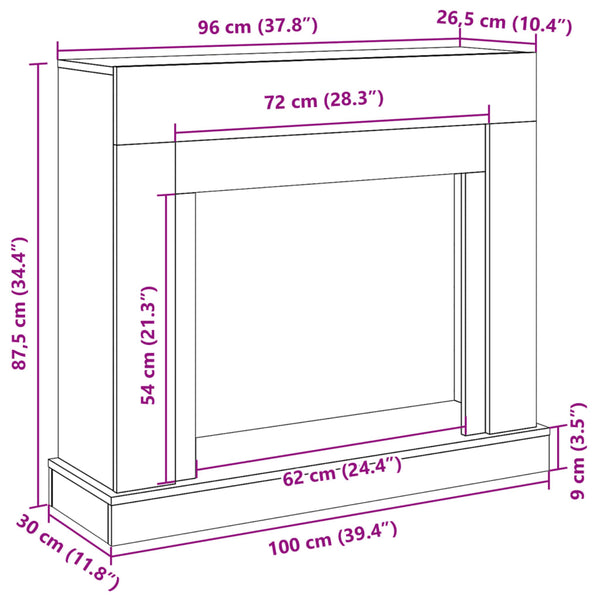 Kaminumrandung Sonoma Eiche 100 cm