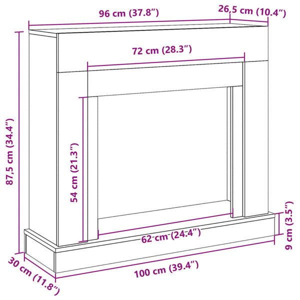 Kaminumrandung Räuchereiche 100 cm