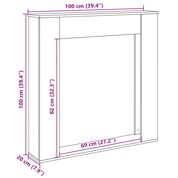 Kaminumrandung Altholz-Optik 100 cm