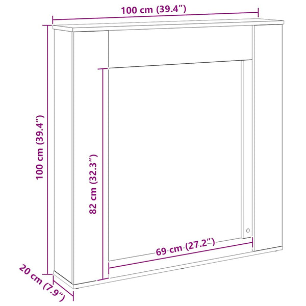 Kaminumrandung Artisan Eiche 100x100 cm