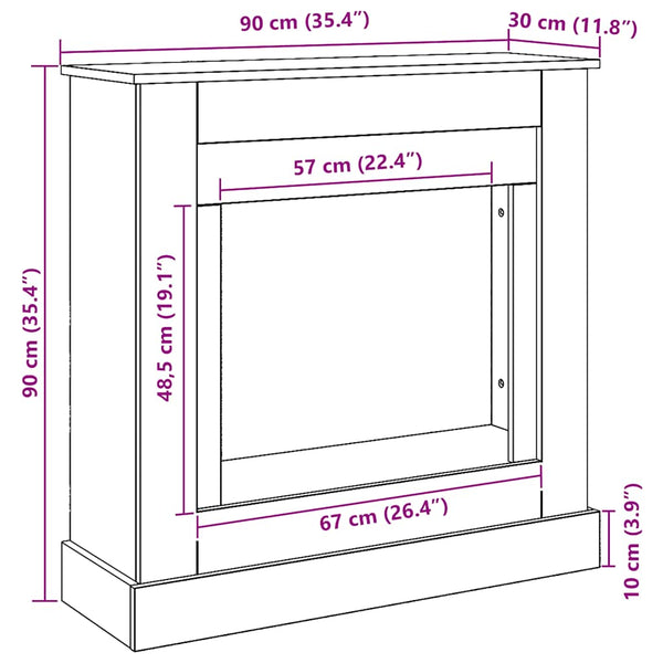 Kaminumrandung Artisan Eiche 90x90 cm