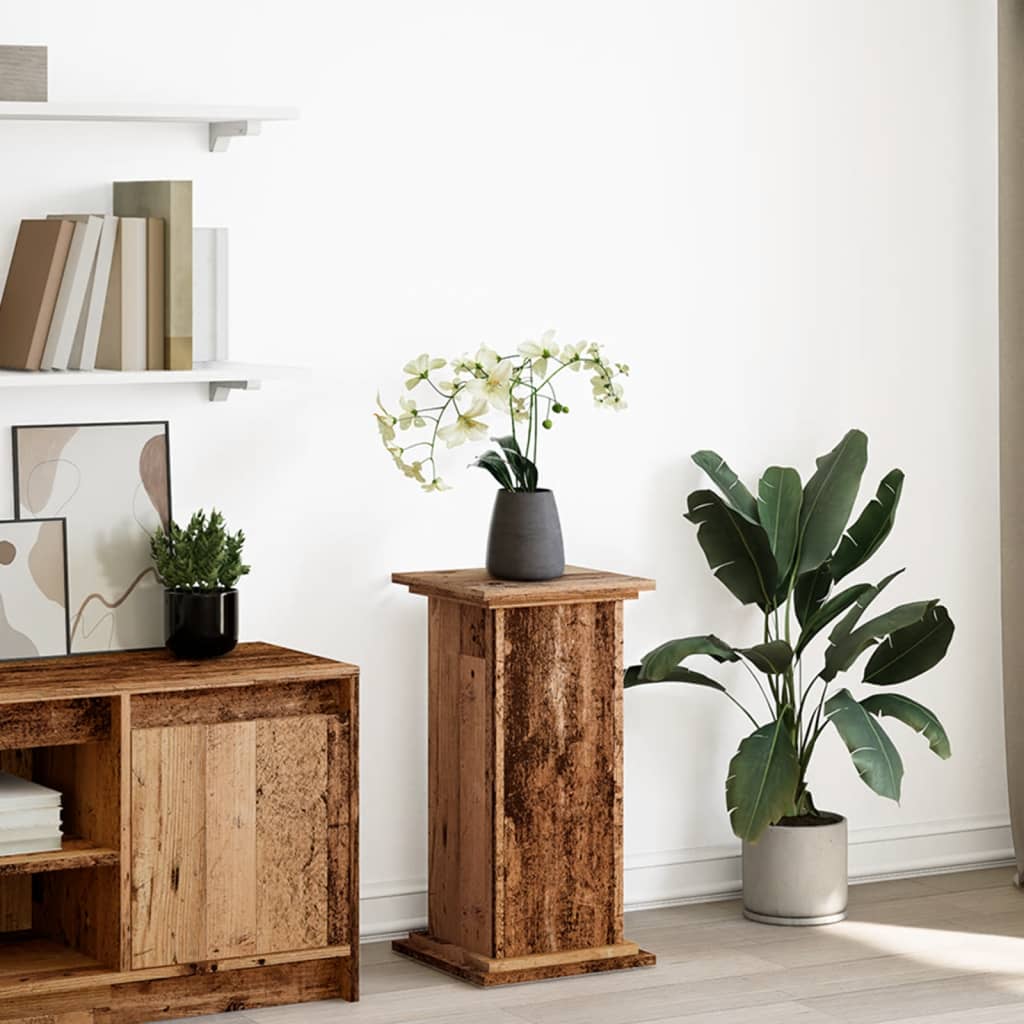 Blumenständer mit Stauraum Altholz-Optik