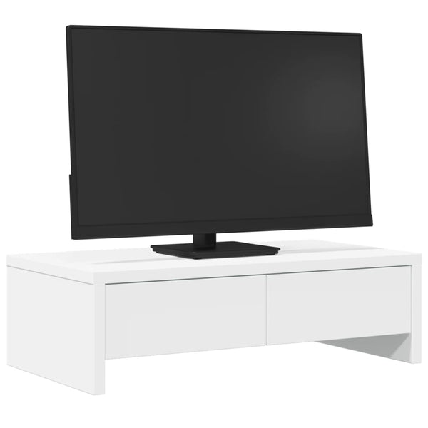 Monitorständer mit Schubladen, Weiß, 50cm