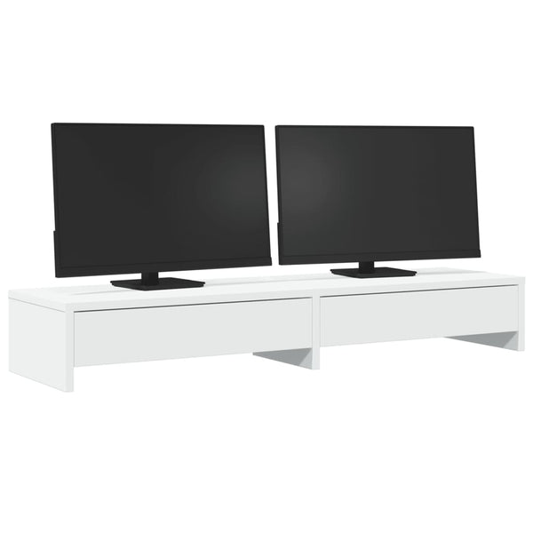 Monitorständer Weiß mit Schubladen 100cm