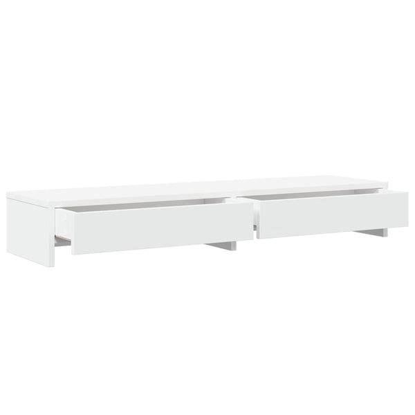 Monitorständer Weiß mit Schubladen 100cm