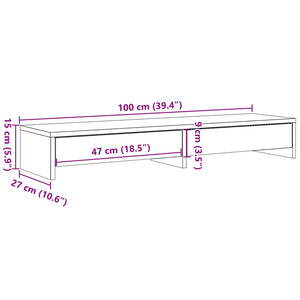 Monitorständer Weiß mit Schubladen 100cm