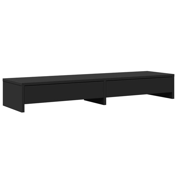 Monitorständer Schwarz mit Schubladen 100 cm