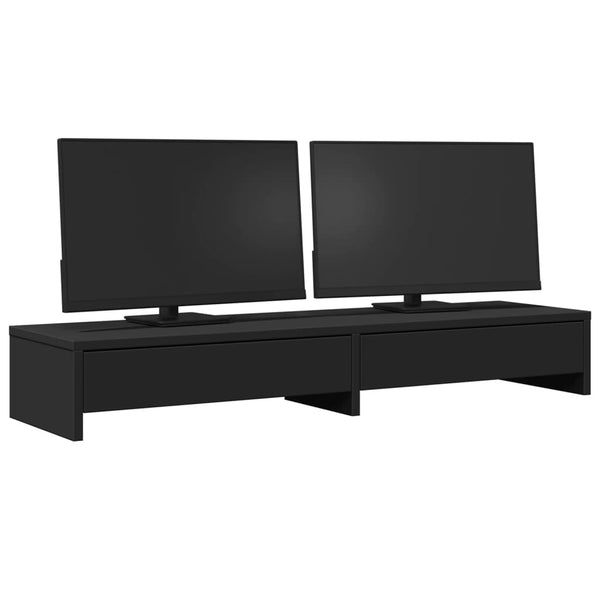 Monitorständer Schwarz mit Schubladen 100 cm