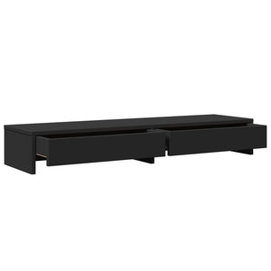 Monitorständer Schwarz mit Schubladen 100 cm