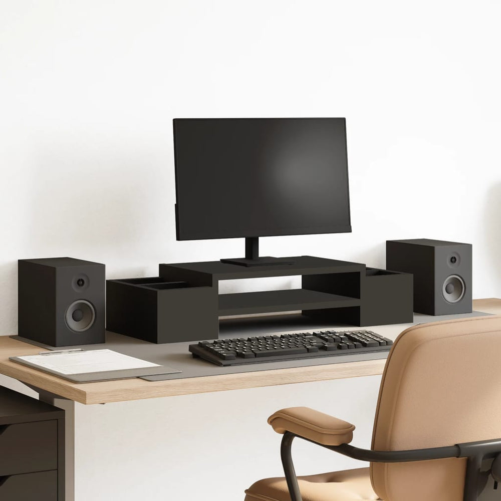Monitorständer mit Stauraum, Schwarz