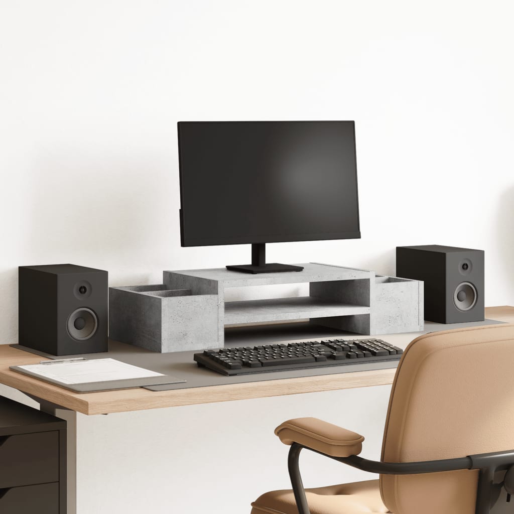 Monitorständer Betongrau mit Stauraum