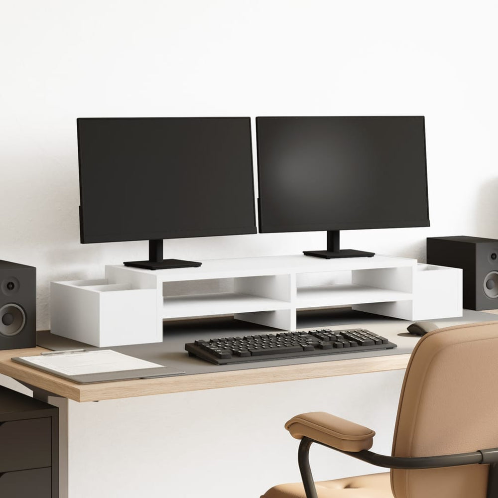 Monitorständer Weiß mit Stauraum