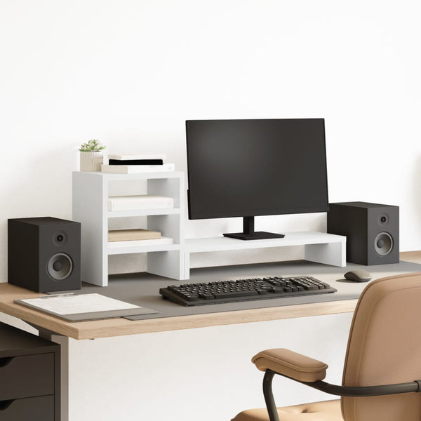 Monitorständer mit Organizer, Weiß