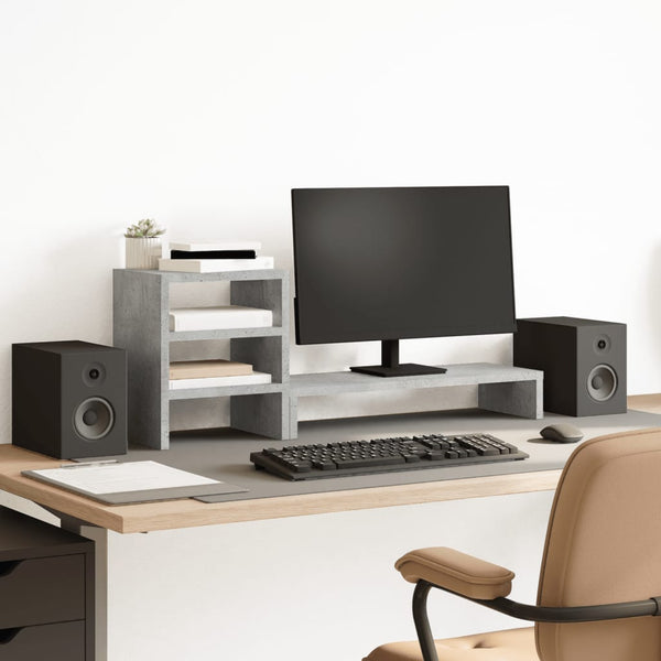 Monitorständer Betongrau mit Organizer