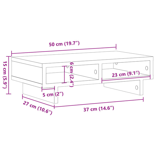 Monitorständer Altholz-Optik 50 cm