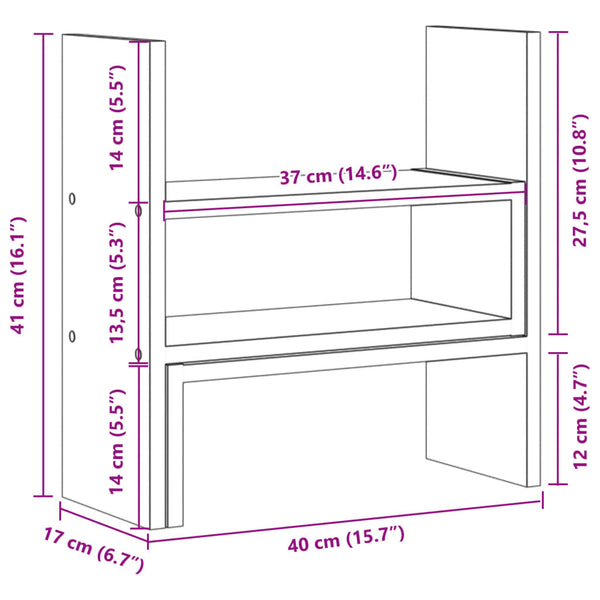 Verstellbarer Schreibtisch-Organizer Artisan-Eiche