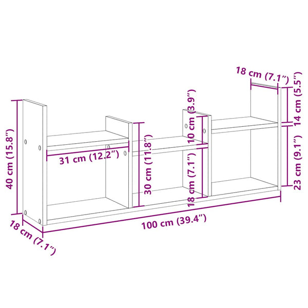 Schwarzer Wandschrank, 100x18x40 cm