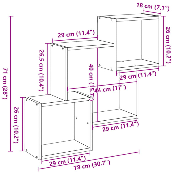 Wandschrank Räuchereiche 78x18x71 cm