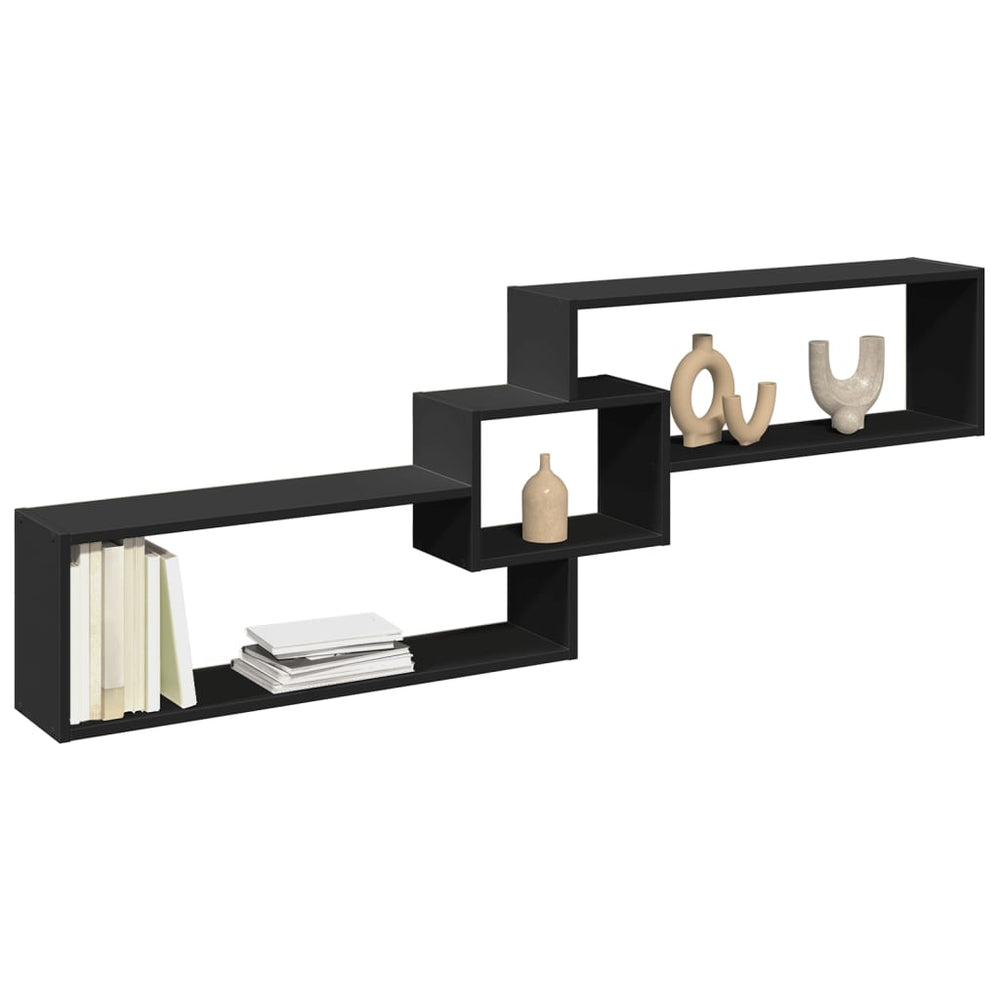 vidaXL Wall Cabinet 158x18x53 cm Black Engineered Wood