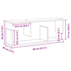 Wandschrank Schwarz 80x20x30 cm
