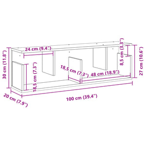 Wandschrank Betongrau 100x20x30 cm
