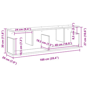 Grauer Wandschrank Sonoma 100x20x30 cm